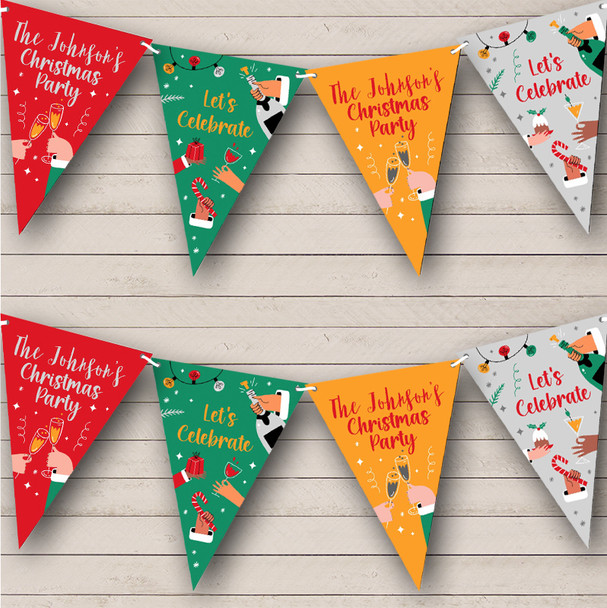 Christmas Party Let's Celebrate Bright Personalised Christmas Decoration Bunting