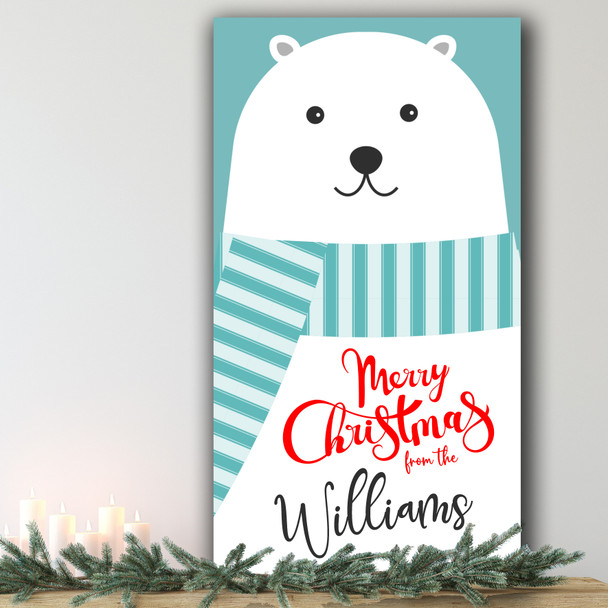Polar Bear In Scarf Personalised Tall Decoration Christmas Indoor Outdoor Sign