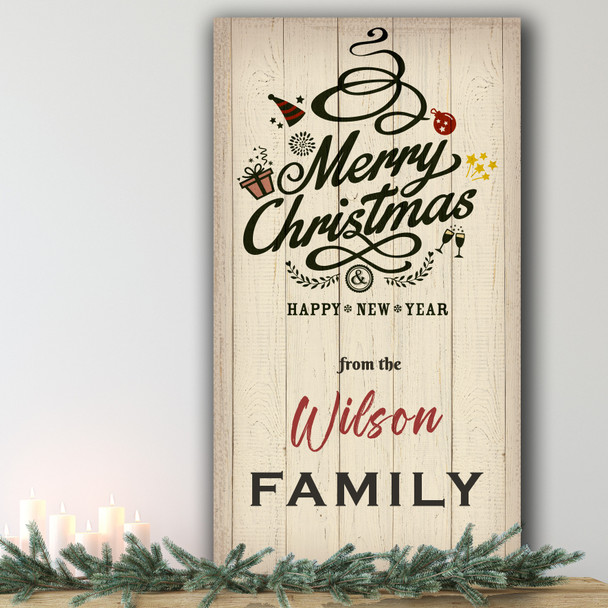 Present Champagne Flutes Personalised Decoration Christmas Indoor Outdoor Sign