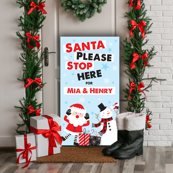 Please Stop Here Santa Personalised Decoration Christmas Indoor Outdoor Sign