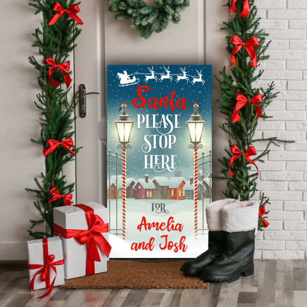 Santa Stop Here Scene Personalised Decoration Christmas Indoor Outdoor Sign
