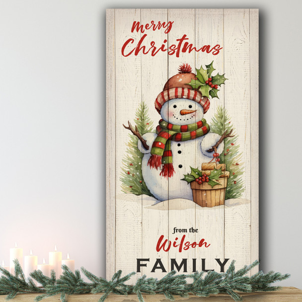 Vintage Snowman Personalised Tall Decoration Christmas Indoor Outdoor Sign