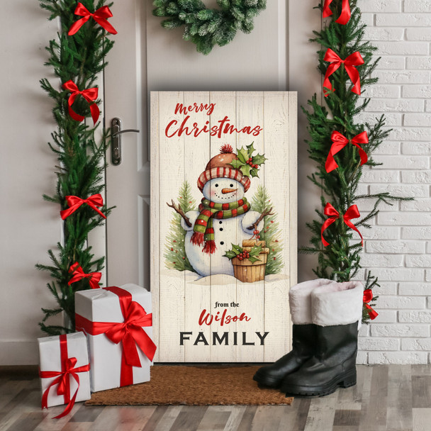 Vintage Snowman Personalised Tall Decoration Christmas Indoor Outdoor Sign