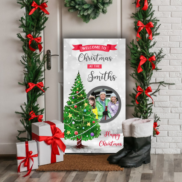 Welcome Name Tree Photo Personalised Decoration Christmas Indoor Outdoor Sign