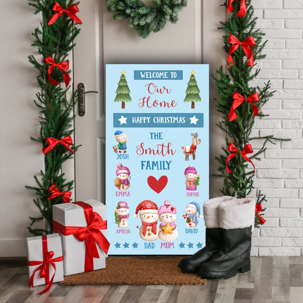 Welcome Home Snowman Personalised Tall Decoration Christmas Indoor Outdoor Sign