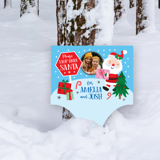 Stop Here Santa Sign Photo Personalised Decoration Christmas Outdoor Garden Sign