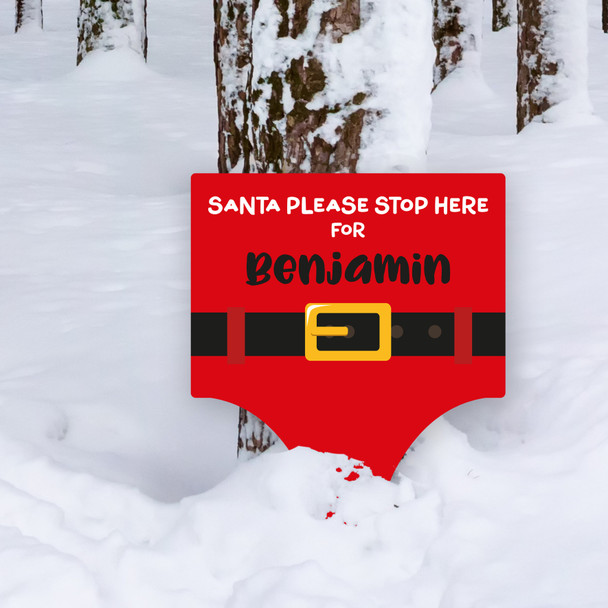 Santa Jacket Stop Here Personalised Decoration Christmas Outdoor Garden Sign