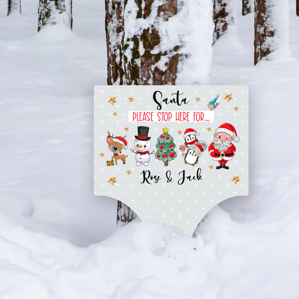 Santa Claus With Friends Personalised Decoration Christmas Outdoor Garden Sign