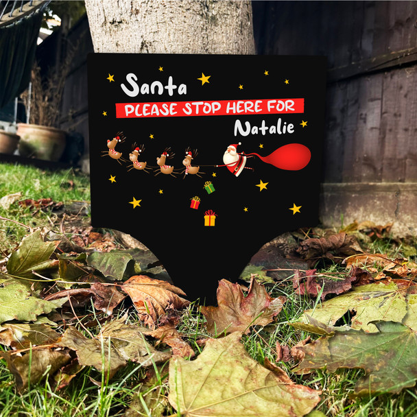 Santa Sleigh Stop Here Personalised Decoration Christmas Outdoor Garden Sign
