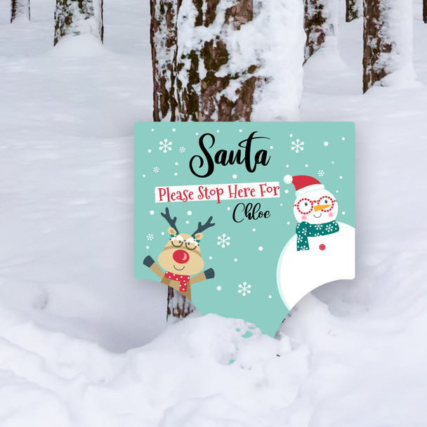 Snowman Deer Santa Stop Here Personalised Decor Christmas Outdoor Garden Sign
