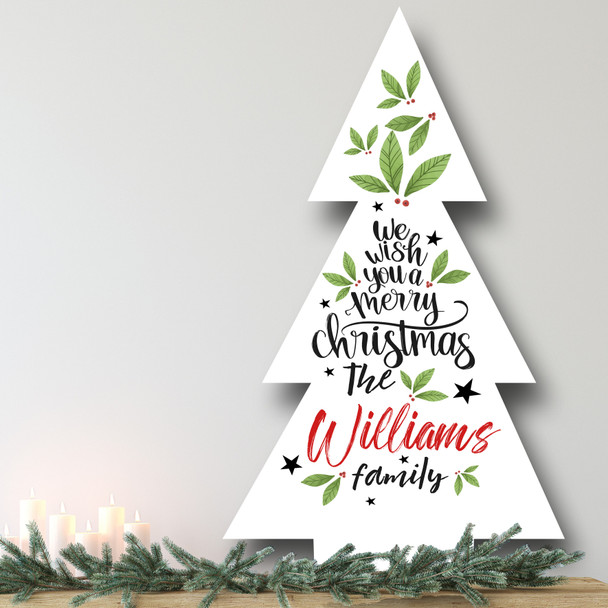Leaves Personalised Tree Decoration Family Christmas Indoor Outdoor Sign