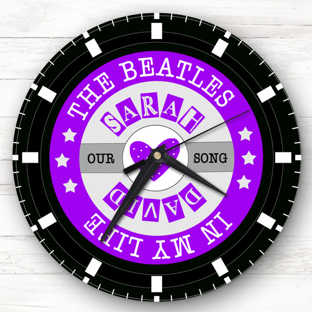 Purple Vinyl Record Any Song  Custom Gift Personalised Clock