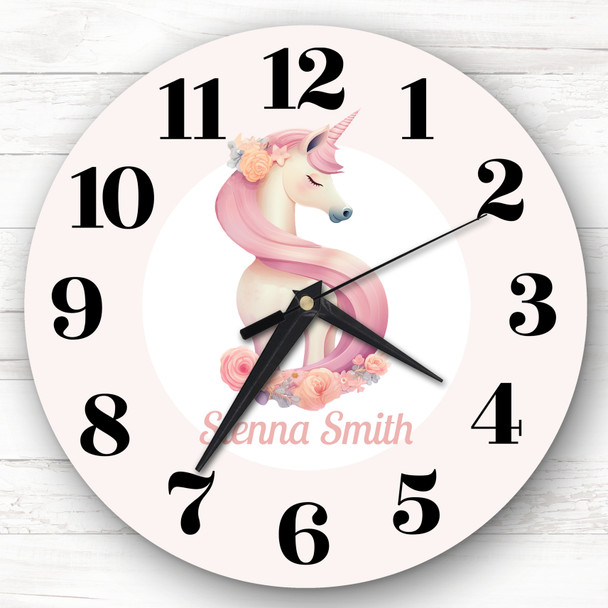 Pink Unicorn Alphabet Letter S Girls Room Custom Gift Personalised Clock Pink Unicorn Alphabet Letter S Girls Room Custom Gift Personalised Clock