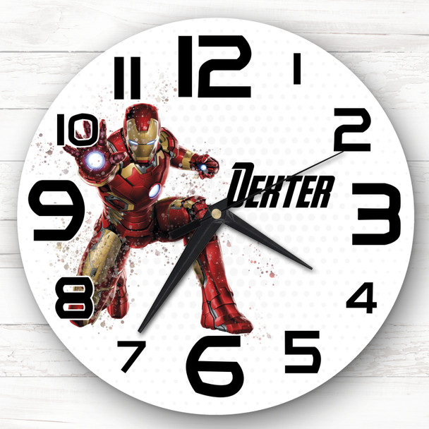 Iron Man Superhero Boys Room Custom Gift Personalised Clock
