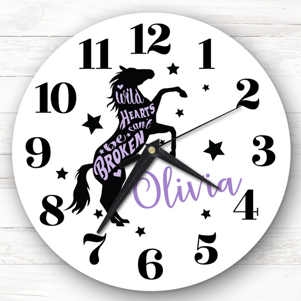 Black Horse Stars Girls Room Custom Gift Personalised Clock