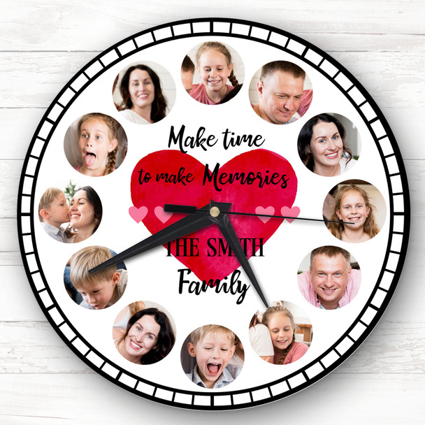 Family Photo Gift Red Heart Custom Gift Personalised Clock Family Photo Gift Red Heart Custom Gift Personalised Clock