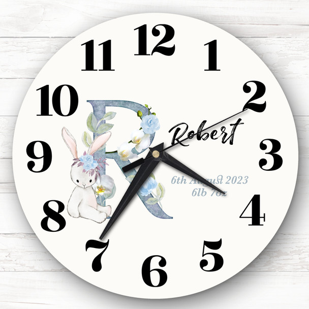 Baby Floral Watercolour Animal Alphabet Letter R Gift Personalised Clock