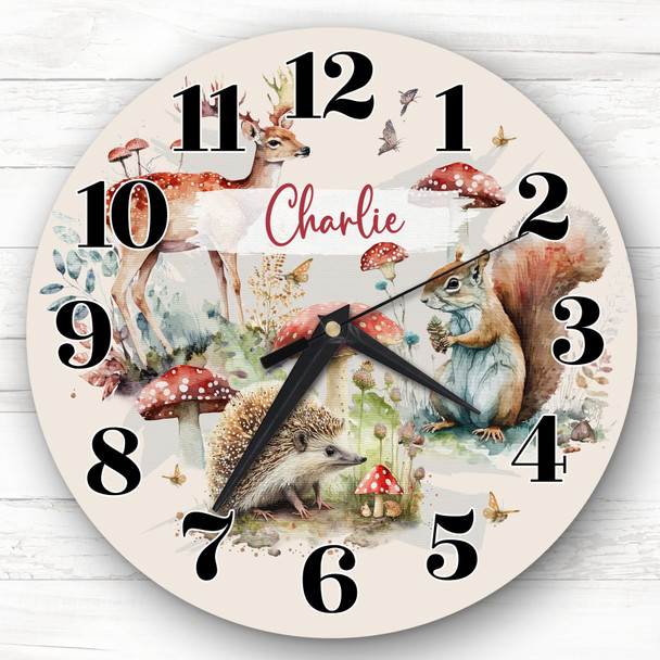 Wildlife Forest Animals Deer Fox Hedgehog Personalised Gift Personalised Clock