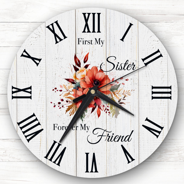 Wood Effect Floral Sister Forever Friend Personalised Gift Personalised Clock Wood Effect Floral Sister Forever Friend Personalised Gift Personalised Clock