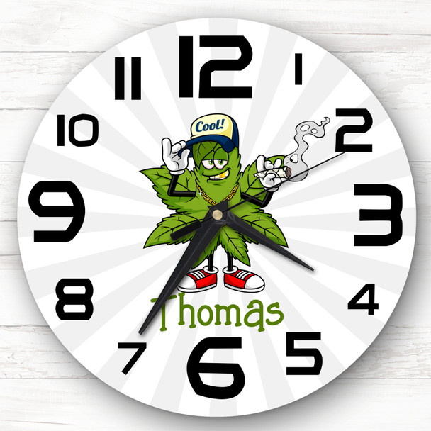 Funny Marijuana Weed Leaf Character Personalised Gift Personalised Clock