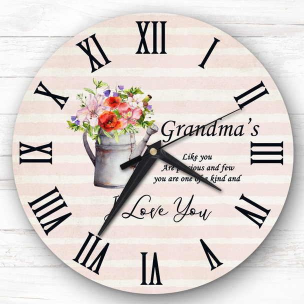 Grandma Rustic Watering Can Flowers Personalised Gift Personalised Clock
