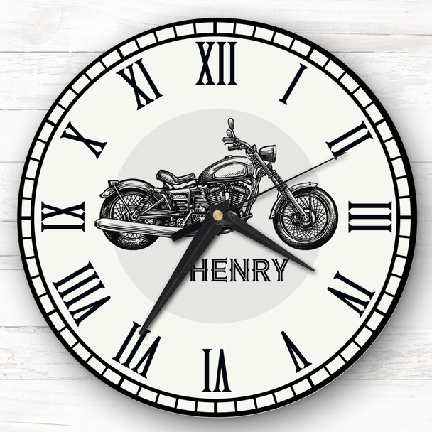 Motorbike Bike Vintage Retro Personalised Gift Personalised Clock
