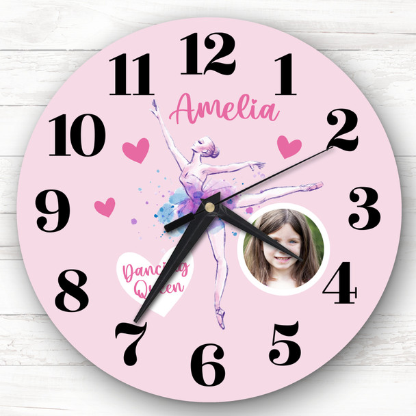 Ballerina Photo Pink Girl Personalised Gift Personalised Clock