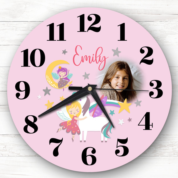 Fairy Unicorn Girl Pink Personalised Gift Personalised Clock