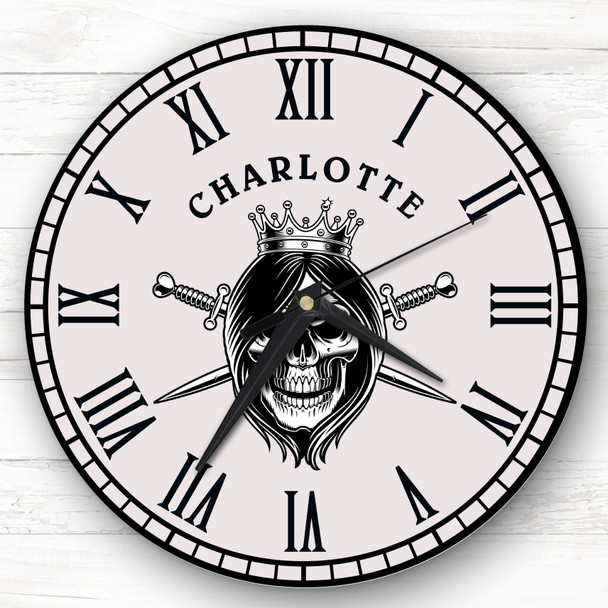 Female Skull Gothic Personalised Gift Personalised Clock