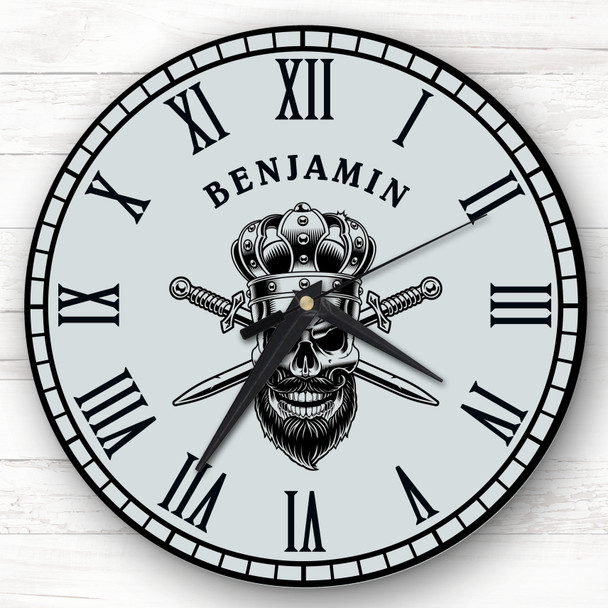 Male Skulls Beard Personalised Gift Personalised Clock