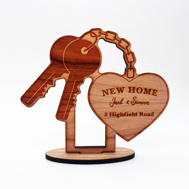 Engraved Wood New Home Heart Keys Congratulations Keepsake Personalised Gift