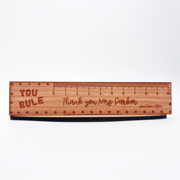 Engraved Wood Ruler Thank You Teacher School Leavers Keepsake Personalised Gift