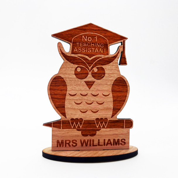 No.1 Owl Teaching Assistant Thank You School Leavers Keepsake Personalised Gift