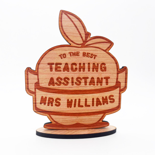 Wood Thank You The Best Teaching Assistant Apple Keepsake Personalised Gift
