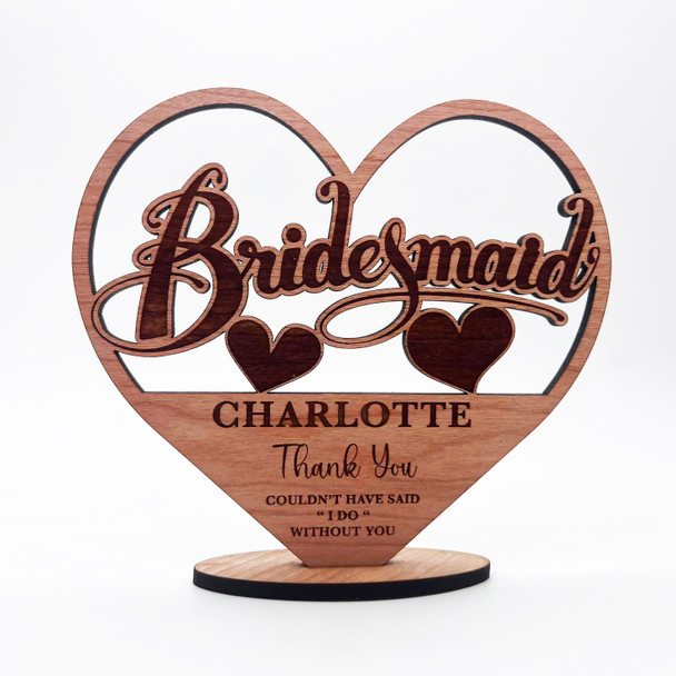 Engraved Wood Bridesmaid Thank You Wedding Day I Do Keepsake Personalised Gift