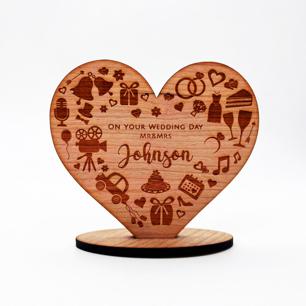 Engraved Wood On Your Wedding Day Elements Heart Keepsake Personalised Gift Engraved Wood On Your Wedding Day Elements Heart Keepsake Personalised Gift