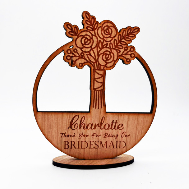 Wood Thank You Bridesmaid Bouquet Wedding Day Keepsake Personalised Gift
