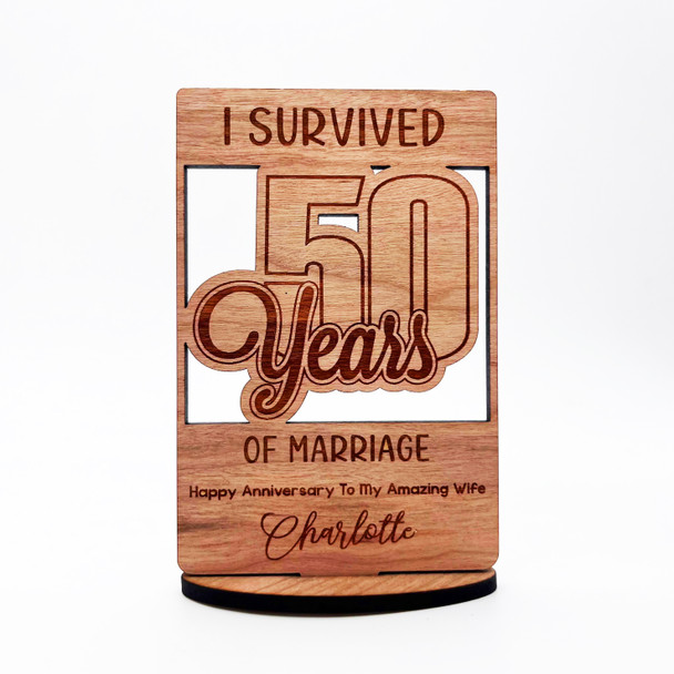 I Survived 50 Years Of Marriage Wedding Anniversary Keepsake Personalised Gift