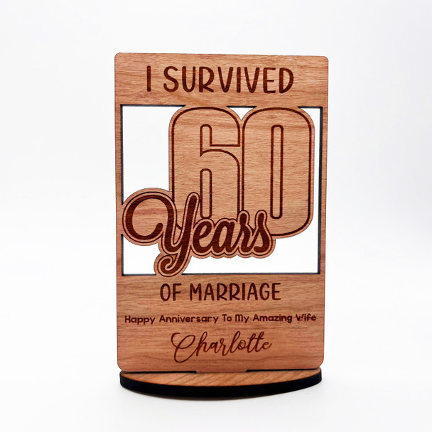 I Survived 60 Years Of Marriage Wedding Anniversary Keepsake Personalised Gift