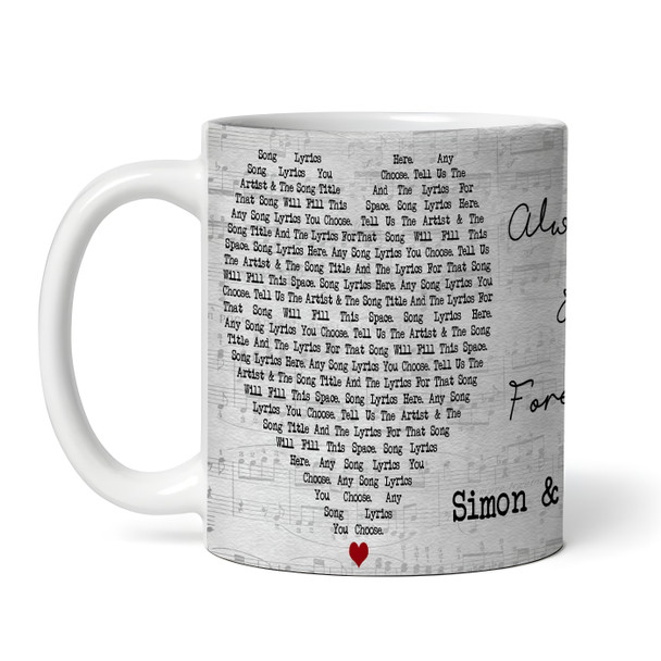 Any Song Lyrics & Names Grey Heart Gift Tea Coffee Personalised Mug