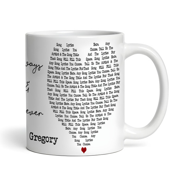 Any Song Lyrics & Names White Heart Gift Tea Coffee Personalised Mug