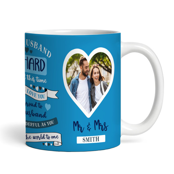 Gift For Husband Blue Photo Hearts Tea Coffee Personalised Mug