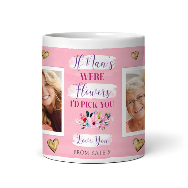 Nan Gift Pink Flowers Photo Tea Coffee Personalised Mug