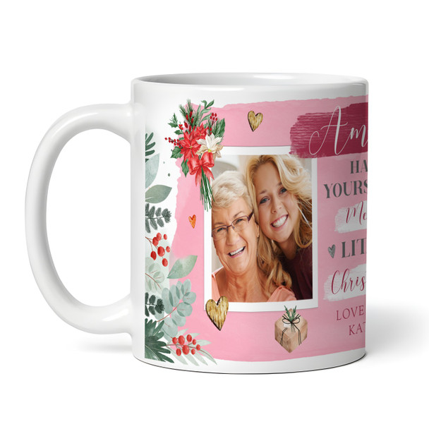 Photo Christmas Gift Pink Floral Tea Coffee Personalised Mug Photo Christmas Gift Pink Floral Tea Coffee Personalised Mug