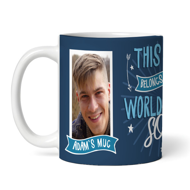 Belongs To Best Son Gift Blue Photo Tea Coffee Personalised Mug