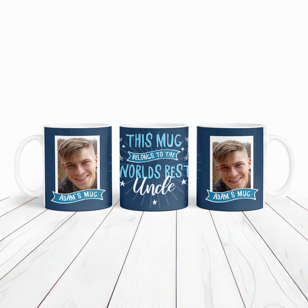 Belongs To Best Uncle Gift Blue Photo Tea Coffee Personalised Mug