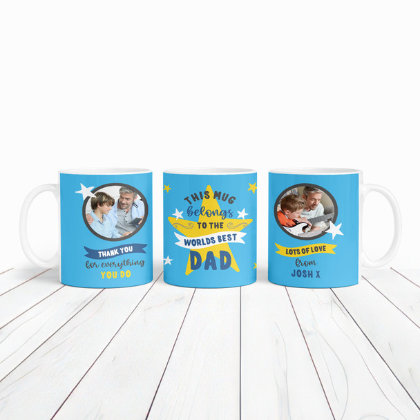 Belongs To The Best Dad Gift Blue Photo Tea Coffee Personalised Mug