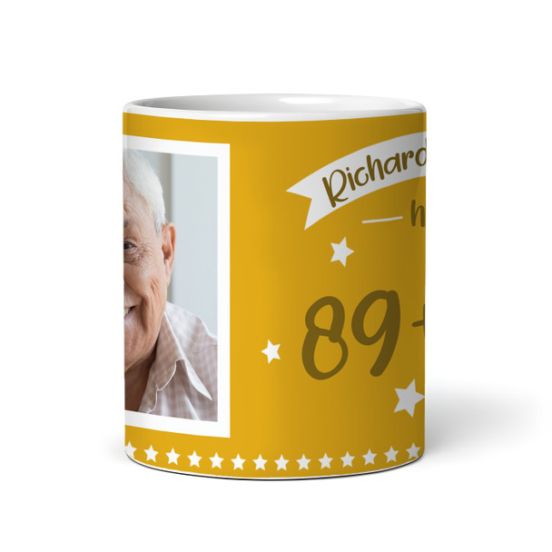 Funny 90th Birthday Gift Middle Finger 89+1 Joke Yellow Photo Personalised Mug