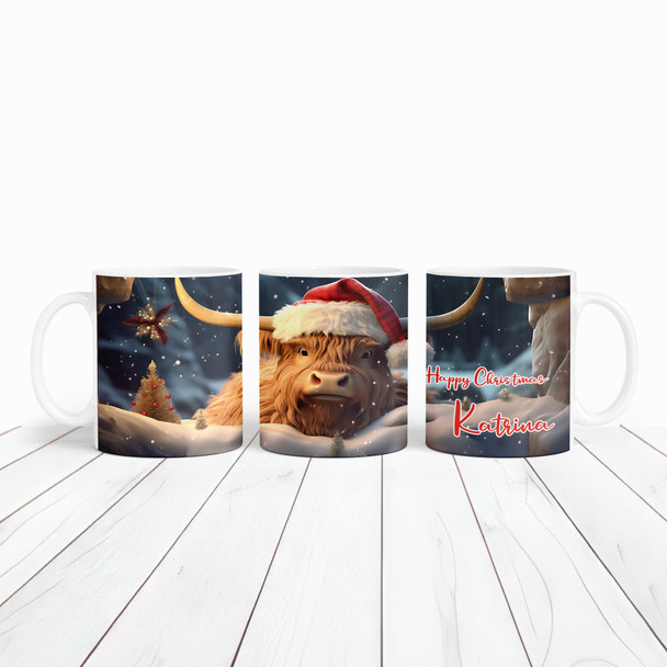 Cute Christmas Highland Cow In Santa Hat Tea Coffee Cup Gift Personalised Mug Cute Christmas Highland Cow In Santa Hat Tea Coffee Cup Gift Personalised Mug
