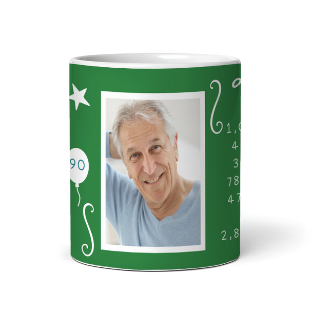 90th Birthday Gift For Him Green Photo Mins Seconds Tea Coffee Personalised Mug